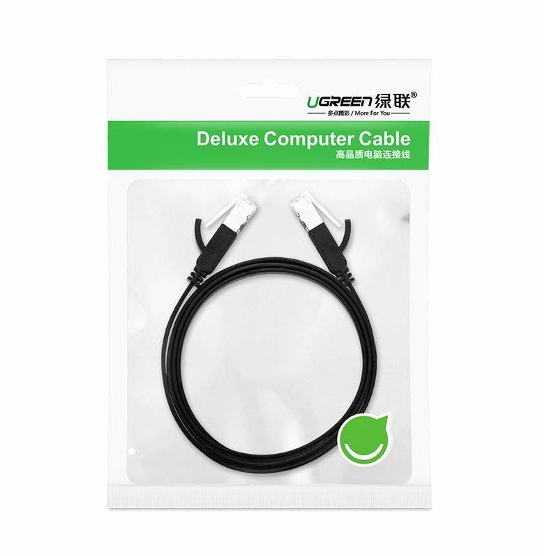 UGREEN Nettverkskabel NW101 Flat, UTP, Cat6, 1m, Svart 