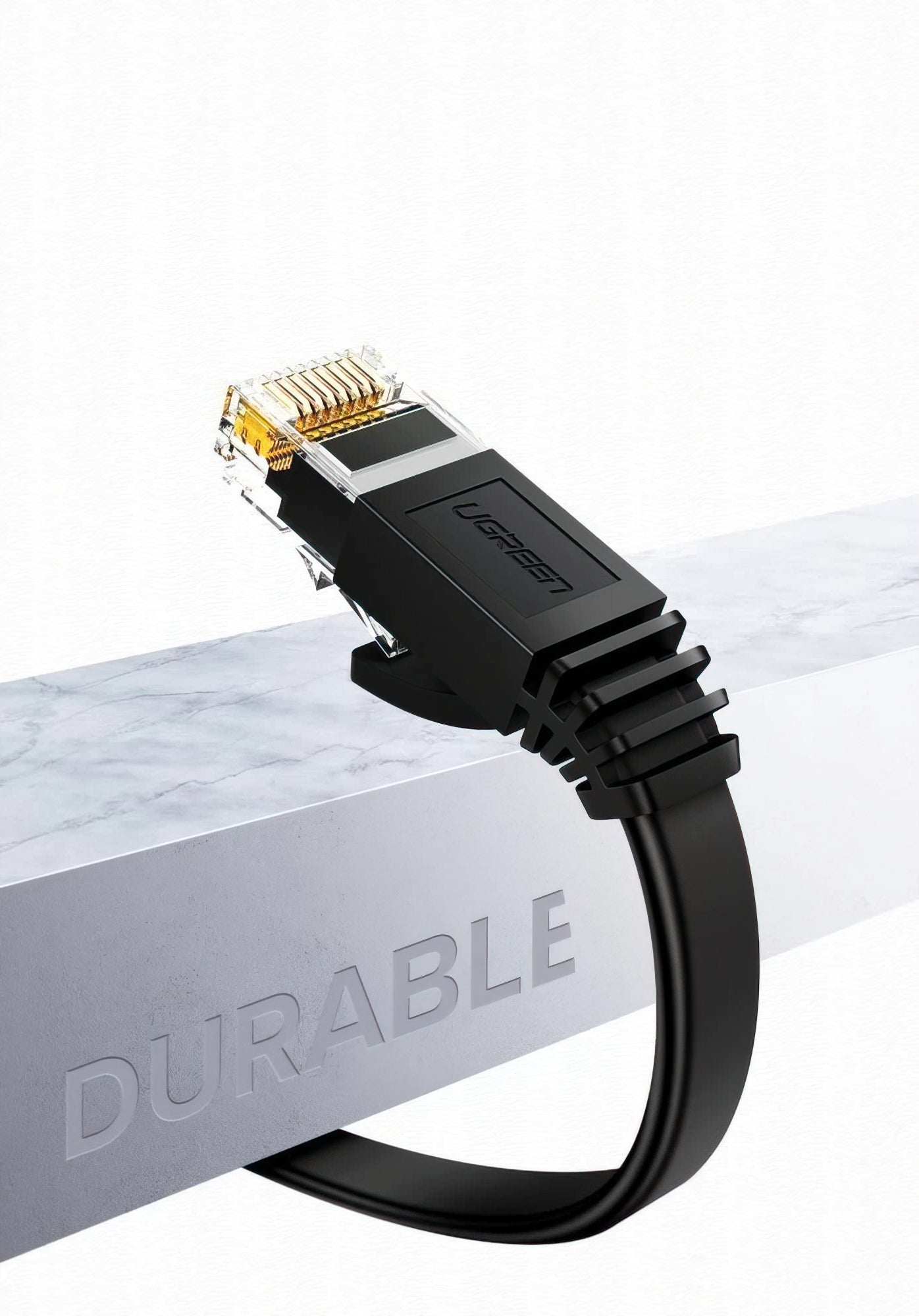 UGREEN NW102 Flat nettverkskabel, UTP, Cat6, 2m, Svart