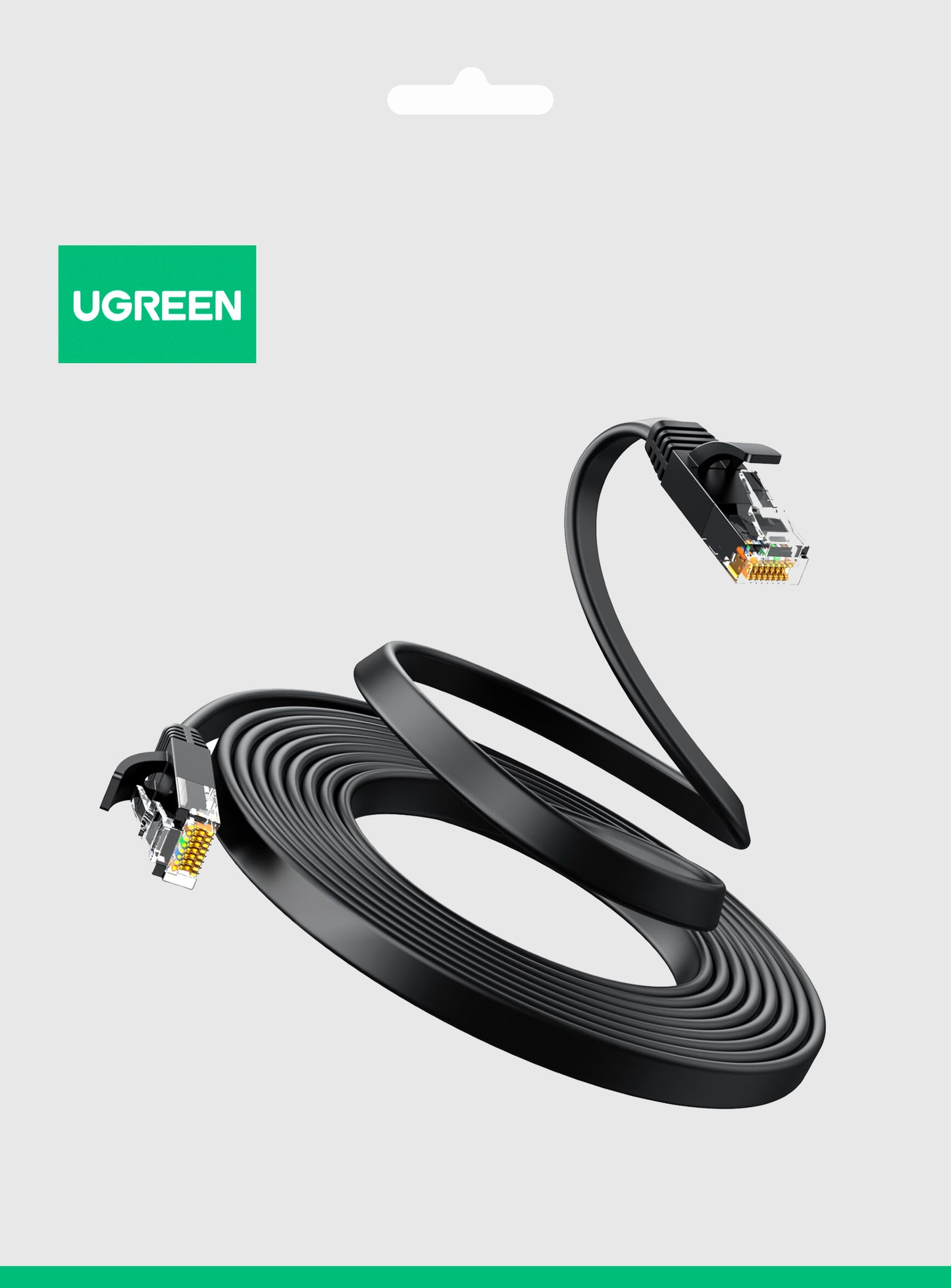 UGREEN NW102 Flat nettverkskabel, UTP, Cat6, 3m, Svart