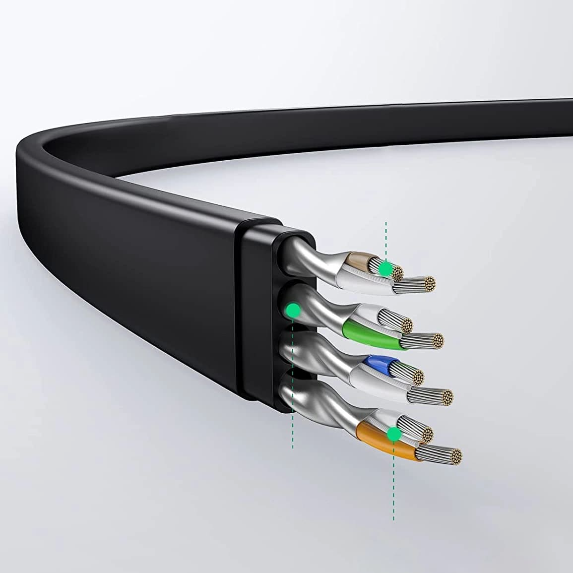 UGREEN NW102 Flat nettverkskabel, UTP, Cat6, 0,5 m, svart