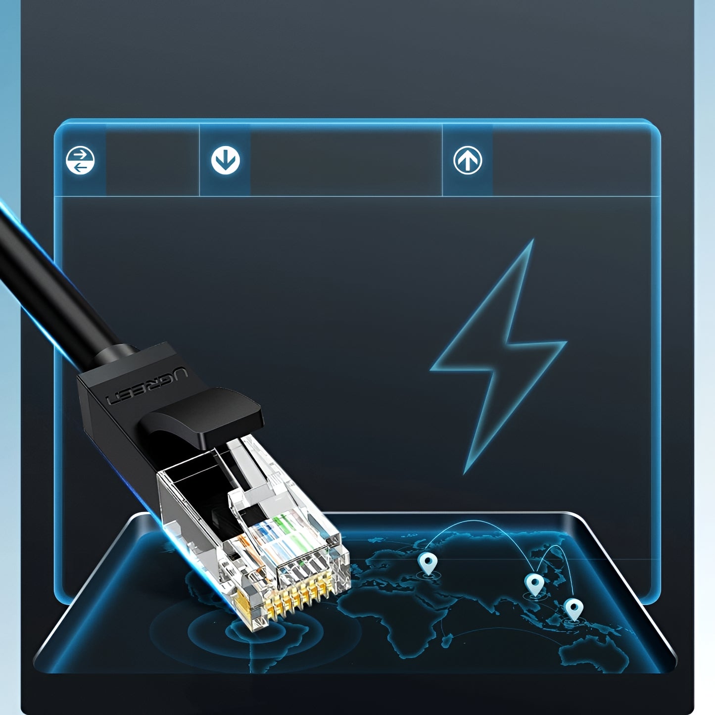 UGREEN NW102 nettverkskabel, UTP, Cat6, 15m, svart