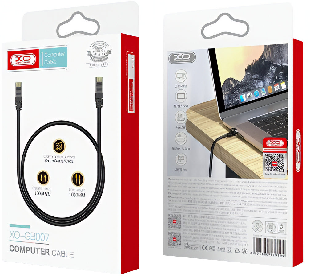 Nettverkskabel XO Design GB007, UTP, Cat6, 1m, Svart