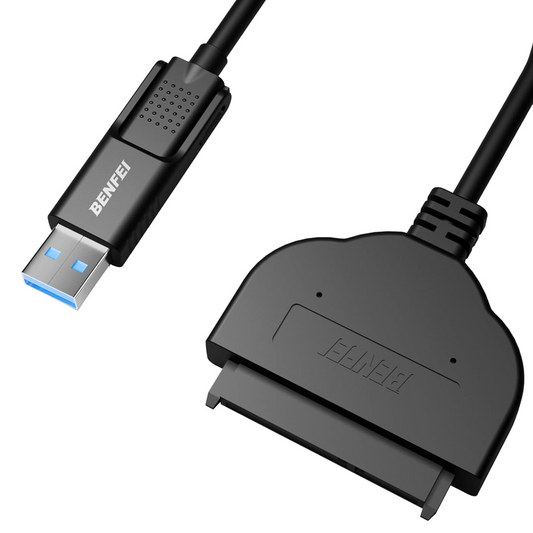 Benfei SATA-kabel, USB-A 3.0 / USB-C - SATA III, 0,27 m, svart