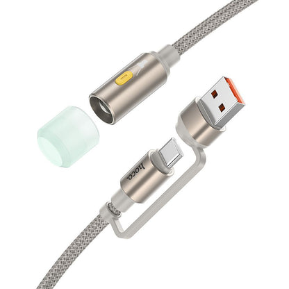 Led-kabel HOCO UA38C, USB-C / USB-A, 0,3 m, Gull