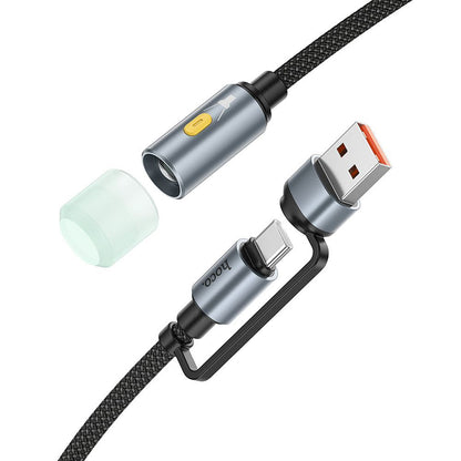 Led-kabel HOCO UA38C, USB-C / USB-A, 0,3 m, Svart
