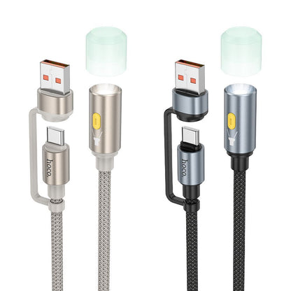 Led-kabel HOCO UA38C, USB-C / USB-A, 0,3 m, Gull