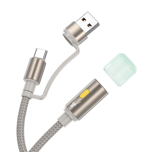 Led-kabel HOCO UA38C, USB-C / USB-A, 0,3 m, Gull