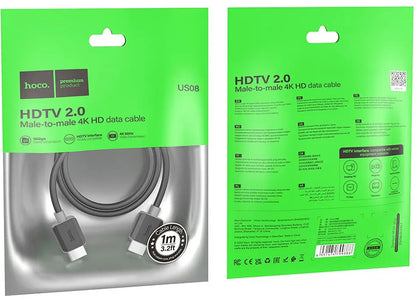Video Kabel HOCO US08, HDMI - HDMI, 4K, 1m, Svart