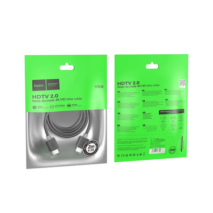 HOCO US08 videokabel, HDMI - HDMI, 4K, 2m, svart