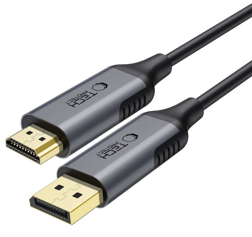 Tech-Protect Ultraboost videokabel, DisplayPort - HDMI, 4K, 2m, svart