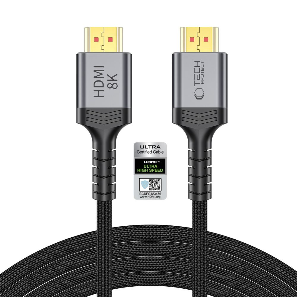 Tech-Protect Ultraboost 2 videokabel, HDMI - HDMI, 8K, 3m, svart