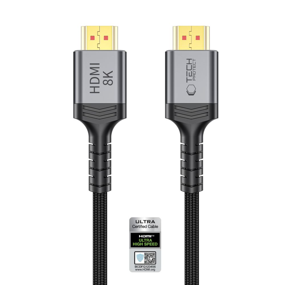 Tech-Protect Ultraboost 2 videokabel, HDMI - HDMI, 8K, 1m, svart