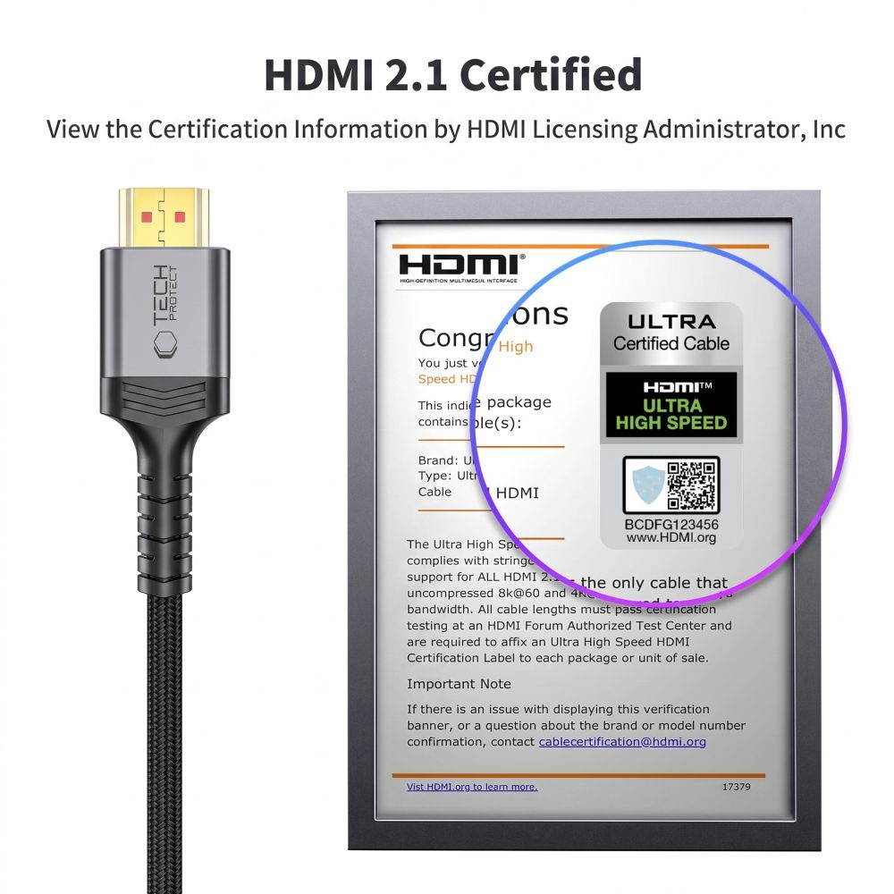 Tech-Protect Ultraboost 2 videokabel, HDMI - HDMI, 8K, 1m, svart