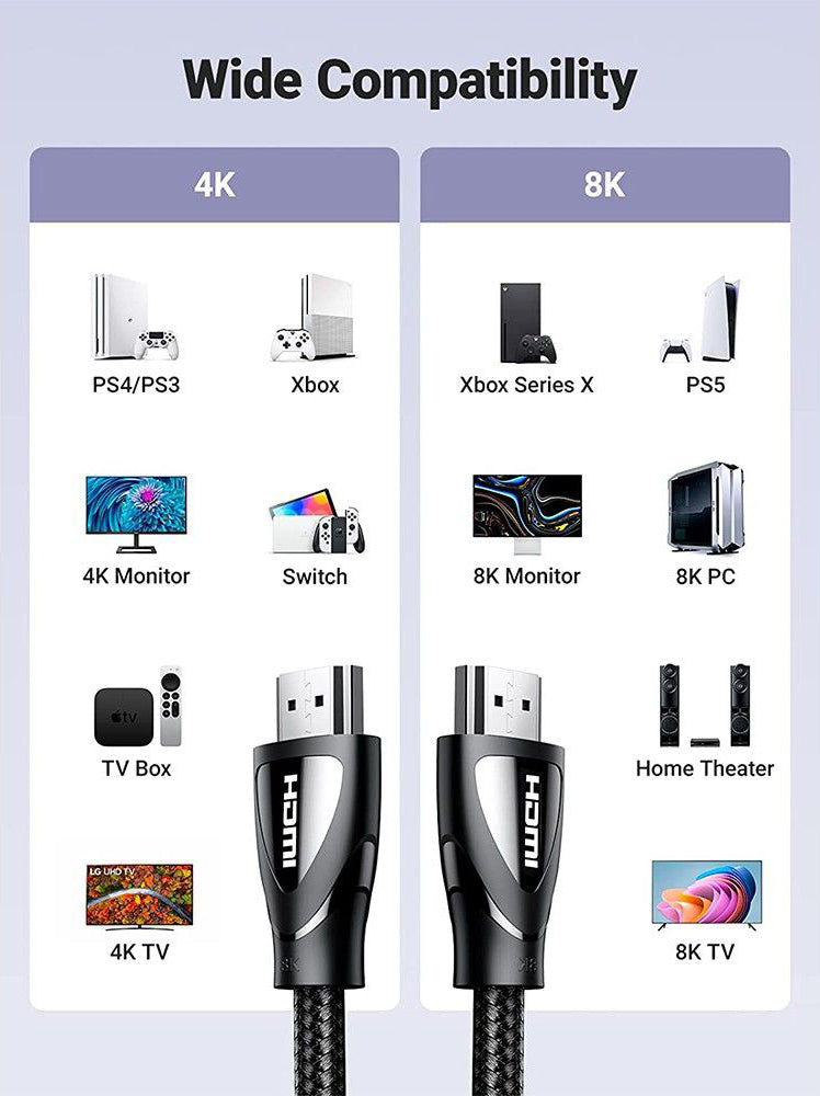 UGREEN HD104 videokabel, HDMI - HDMI, 8K, 2m, Svart