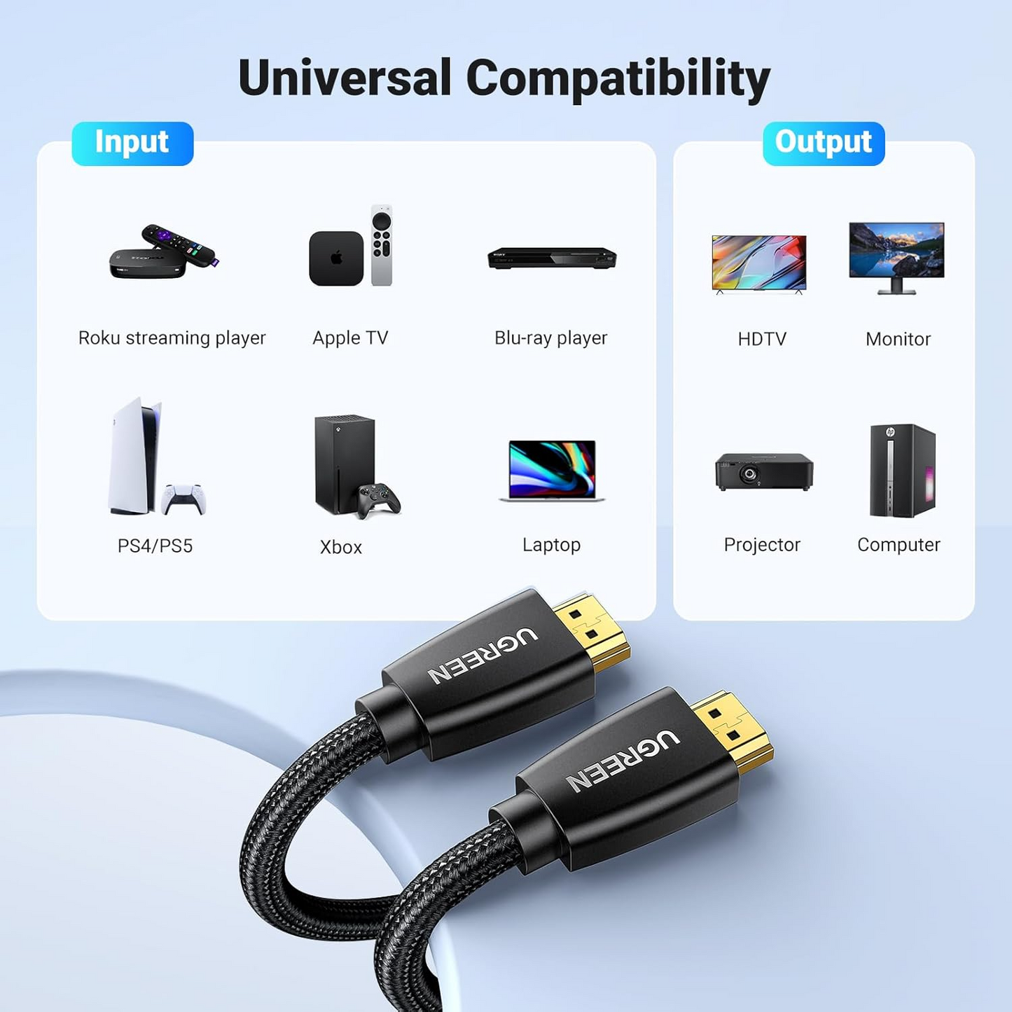 UGREEN HD118 Videokabel, HDMI - HDMI, 4K, 1.5m, Svart