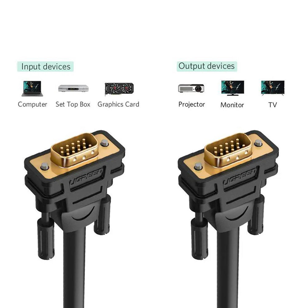 UGREEN VG101 videoskabel (11633), VGA - VGA, 10m, svart