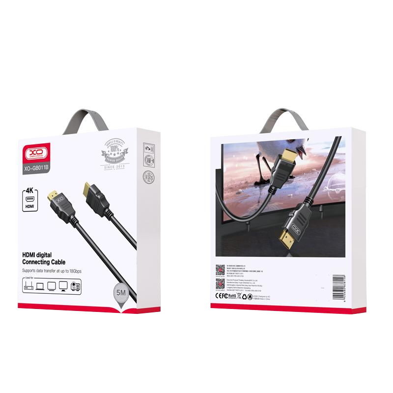 XO Design GB011B videokabel, HDMI - HDMI, 4K, 5m, Svart
