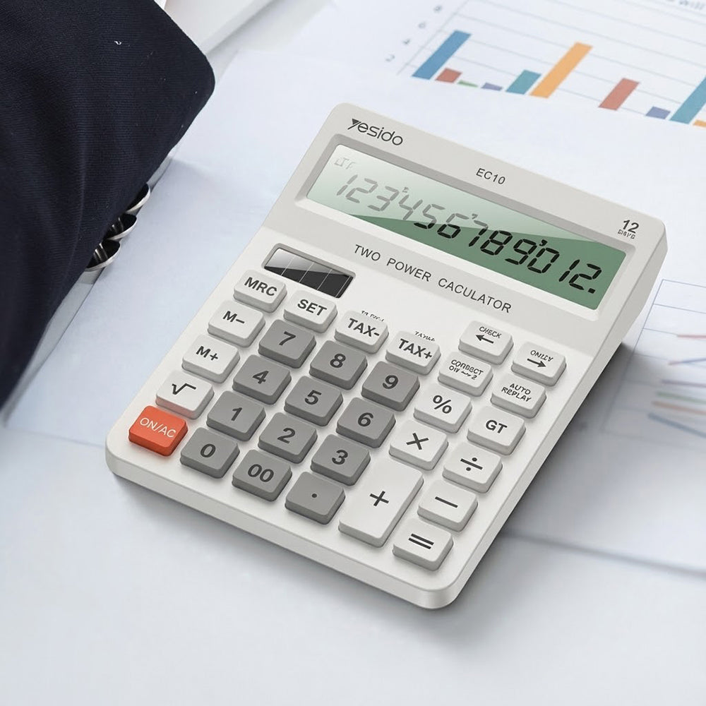 Kontorkalkulator Yesido EC10, Hvit