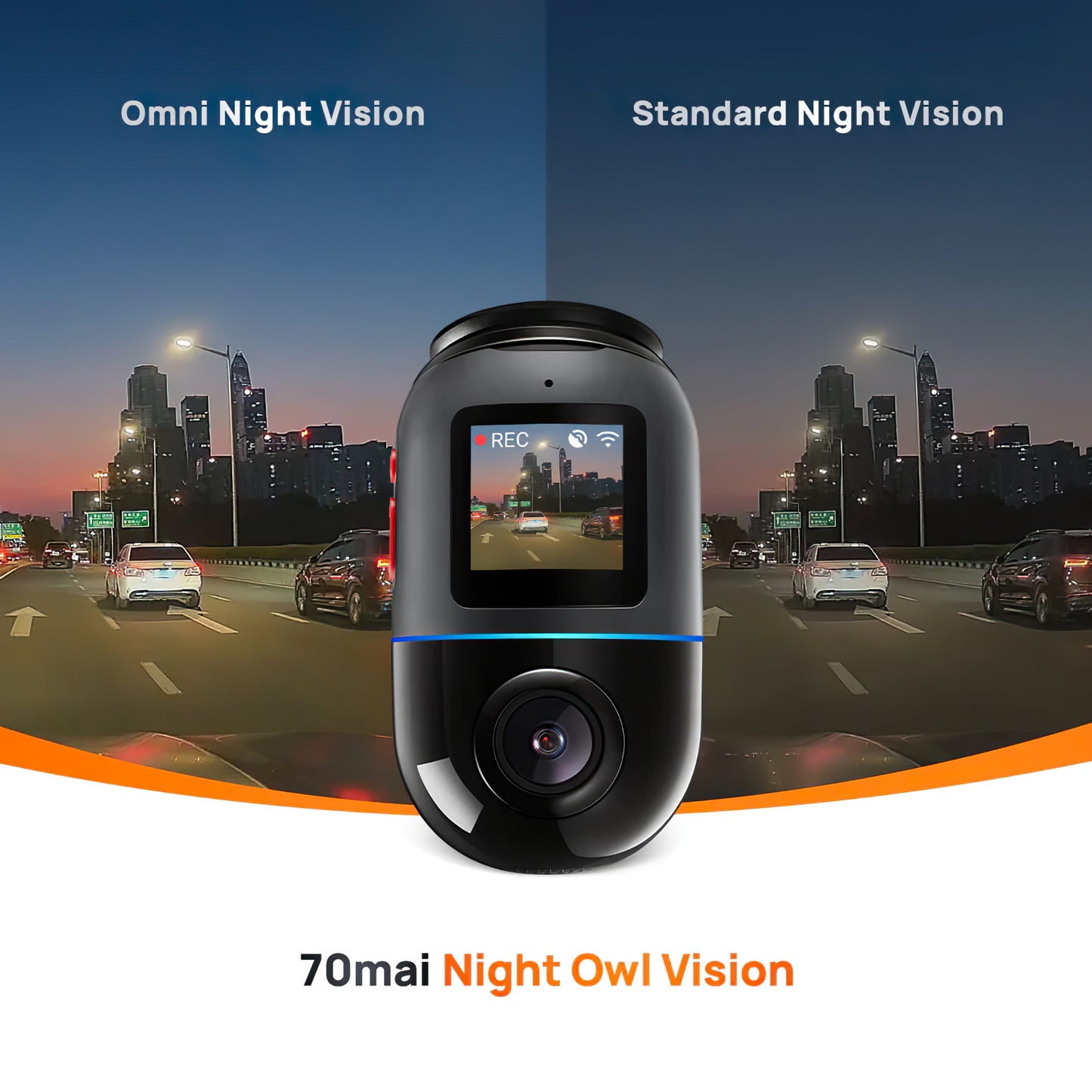 Bilkamera 70mai Dash Cam Omni 360 X200, 1080P, 64Gb, Wi-Fi, GPS, AI, Stemmekontroll, 1.2 tommers skjerm X200-64-BK