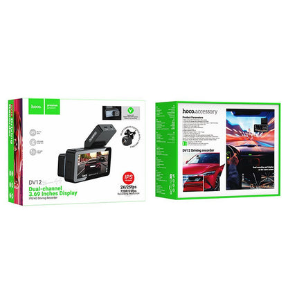 Bil Kamera Foran Bak HOCO DV12, 2K, Wi-Fi, GPS, Skjerm 3.69 tommer