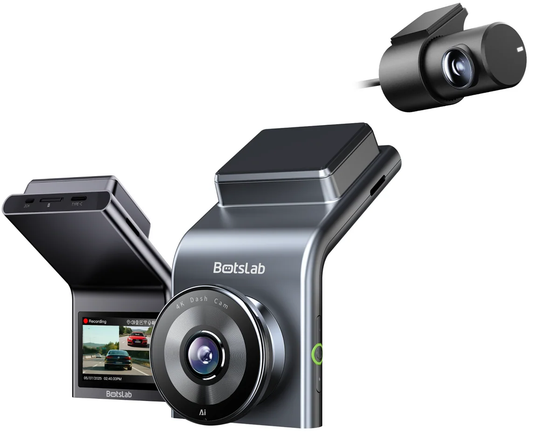 Botslab G300H Plus Front- og Bakovervåkingskamera for Bil, 4K, Wi-Fi, GPS, 2,4-tommers Skjerm