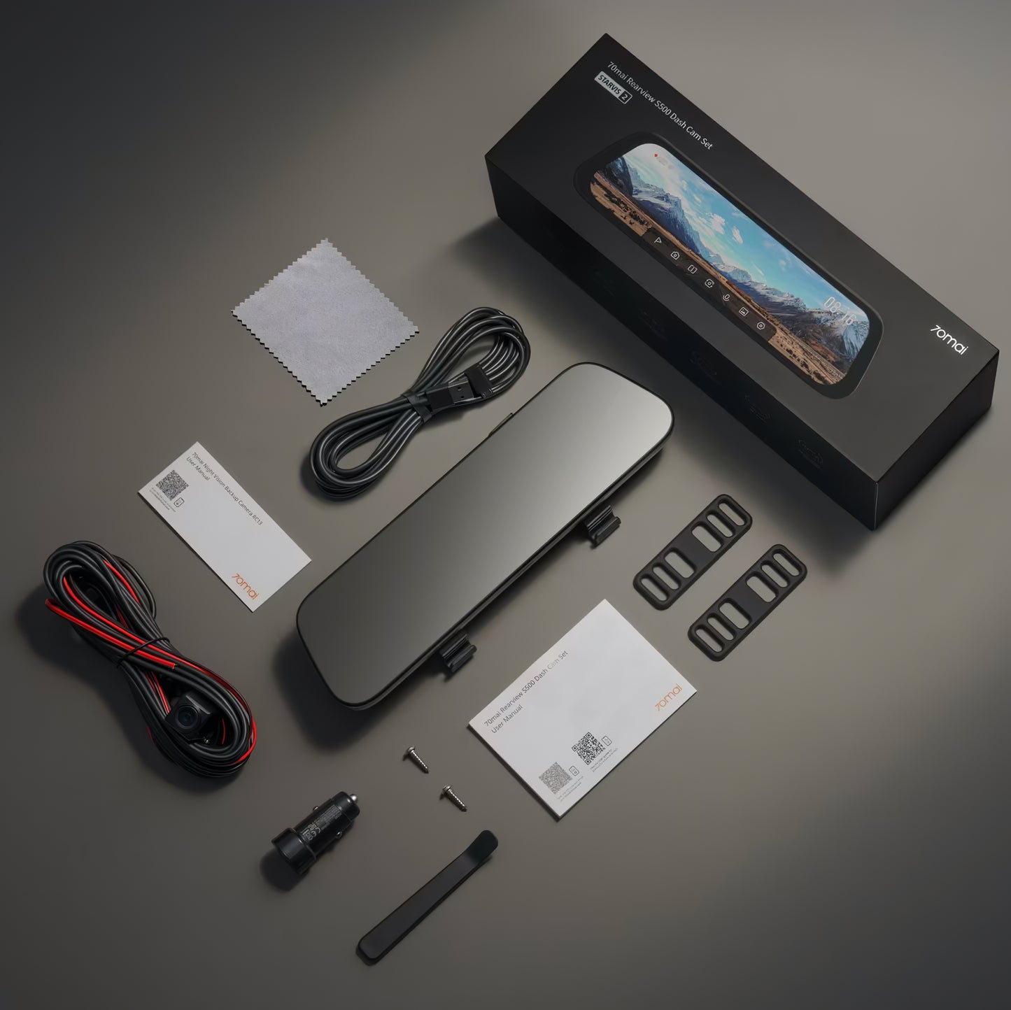 Bil Kamera Foran Bak 70mai Dash Cam S500, 3K, Wi-Fi, Skjerm 9.35 tommer