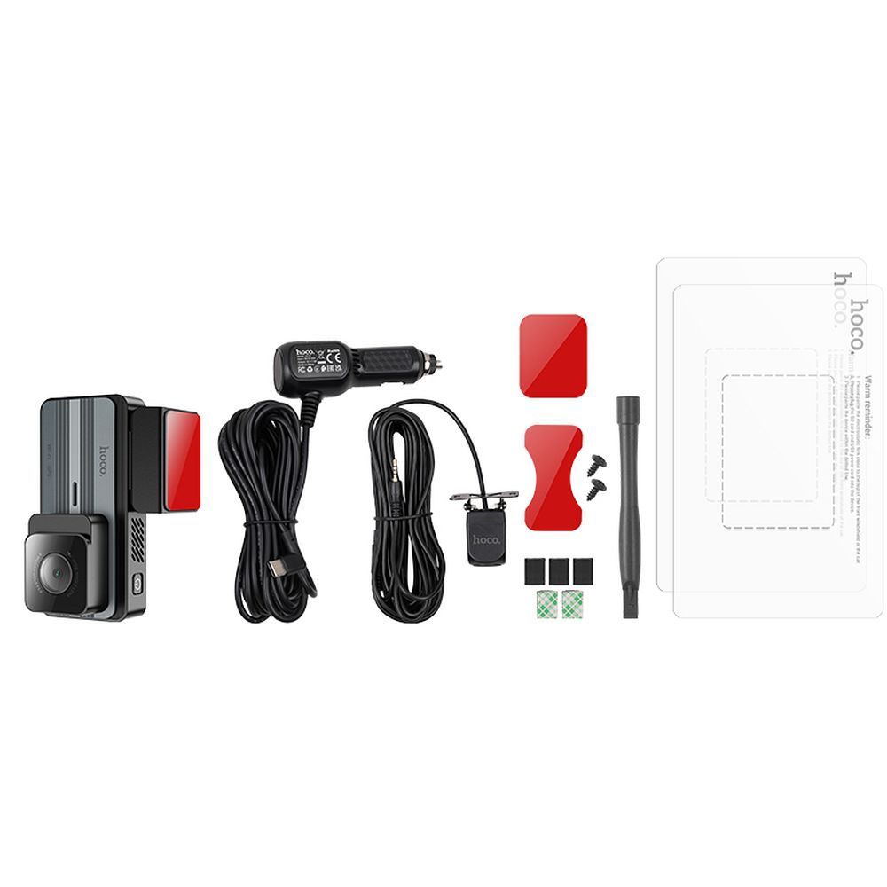 Bil Kamera Foran Bak HOCO DV12, 2K, Wi-Fi, GPS, Skjerm 3.69 tommer