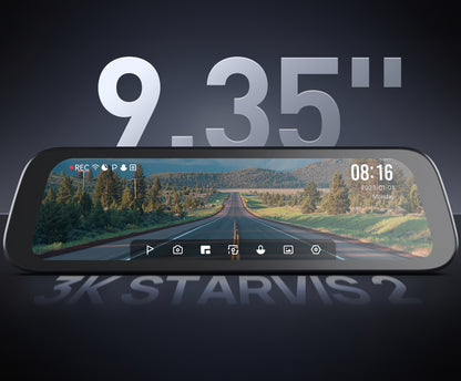 Bil Kamera Foran Bak 70mai Dash Cam S500, 3K, Wi-Fi, Skjerm 9.35 tommer