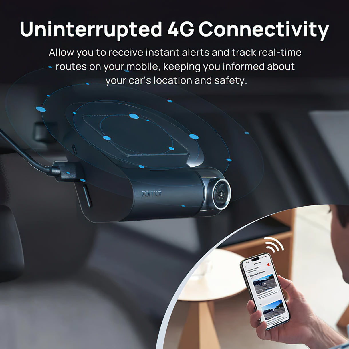 Bil Kamera Foran Bak 70mai Dash Cam A510, 3K, GPS, Wi-Fi, Skjerm 2 tommer