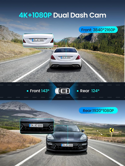 Bil Kamera Foran Bak DDPAI Z50 Pro Dual, 4K, Wi-Fi, GPS, 3-tommers skjerm