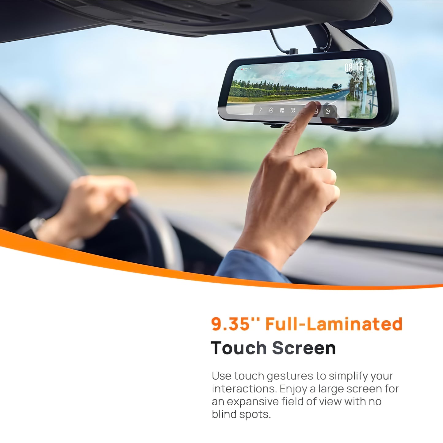 Bil Kamera Foran Bak 70mai Dash Cam S500, 3K, Wi-Fi, Skjerm 9.35 tommer