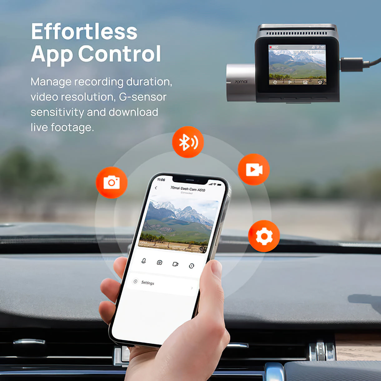 Bil Kamera Foran Bak 70mai Dash Cam A510, 3K, GPS, Wi-Fi, Skjerm 2 tommer