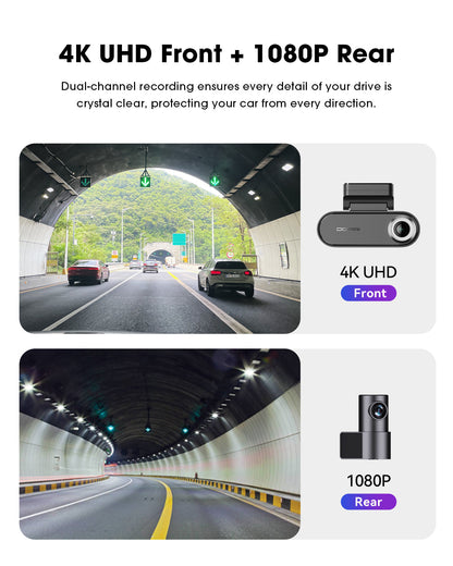 Bilkamera Front og Bak DDPAI N5 Dual 2026, 4K, Wi-Fi, GPS, AI