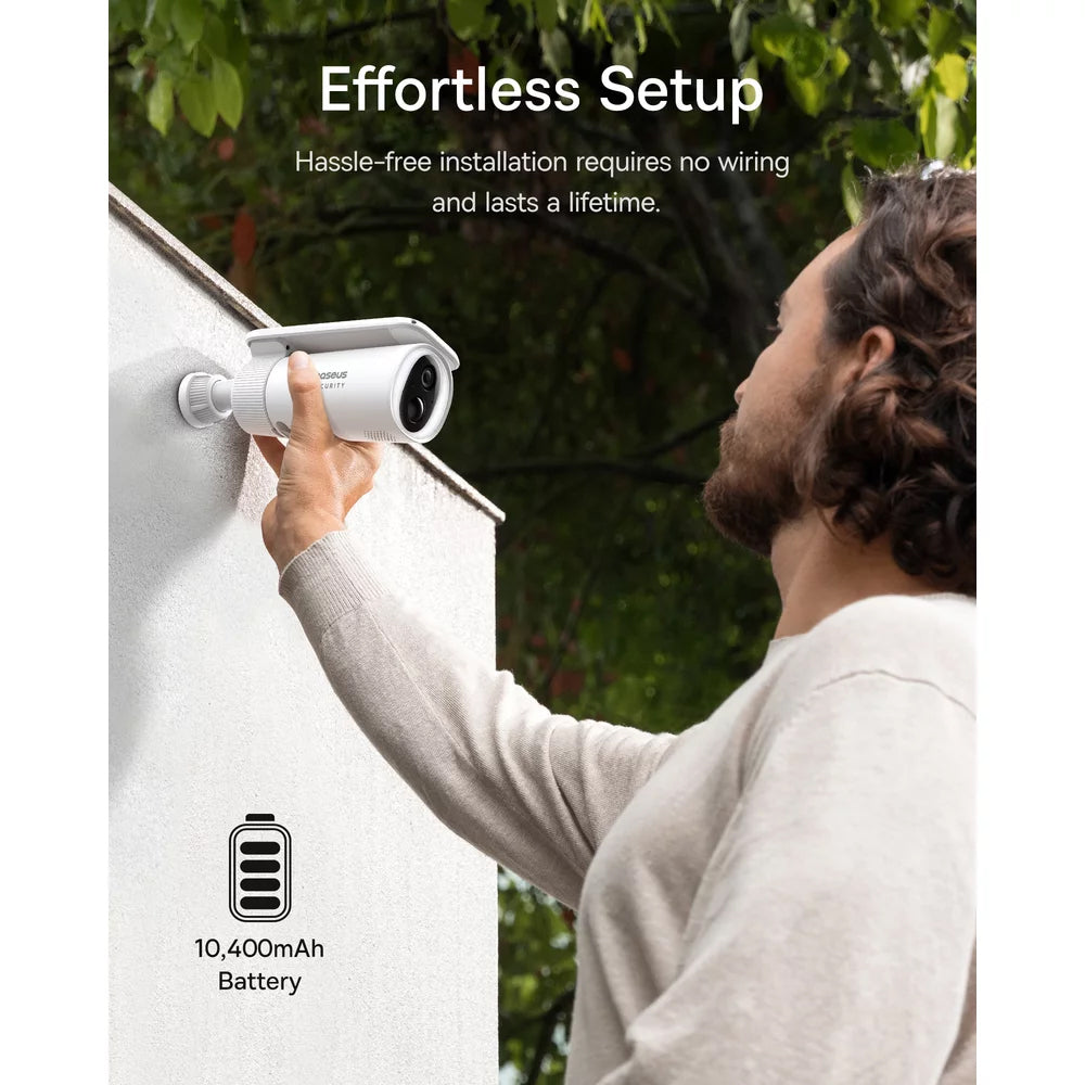 Baseus Solar S1 overvåkningskamera, Wi-Fi, 2K, IP67, solcellepanel, utendørs S0SW002130