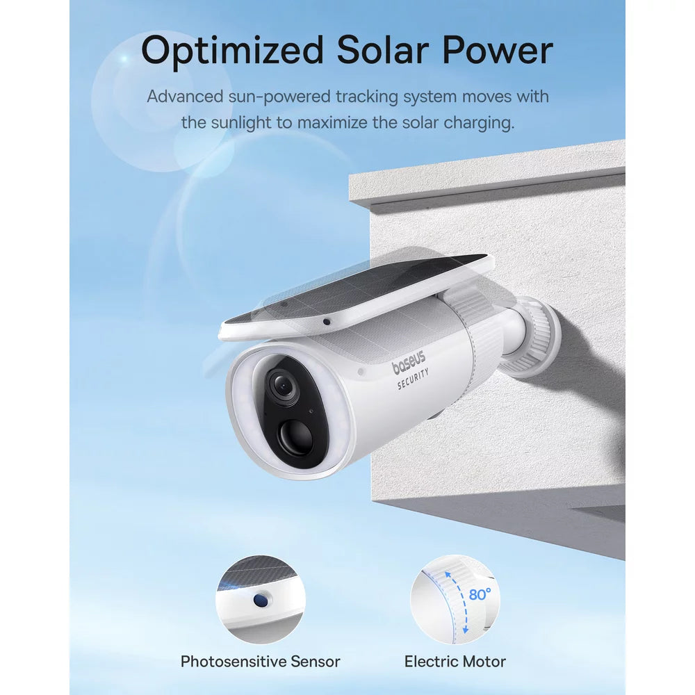 Baseus Solar S1 overvåkningskamera, Wi-Fi, 2K, IP67, solcellepanel, utendørs S0SW002130