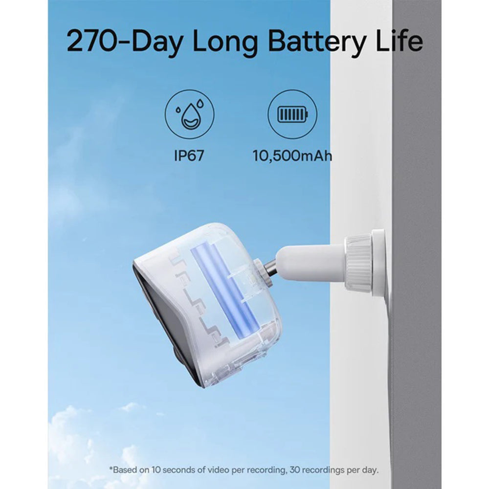 Baseus N1 Plus overvåkningskamera, Wi-Fi, 2K, IP67, utendørs, hvit S0TV022132