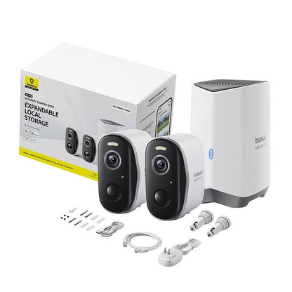 Baseus N1 Plus overvåkningskamera, Wi-Fi, 2K, IP67, utendørs, sett med 2 stk S0TY002131