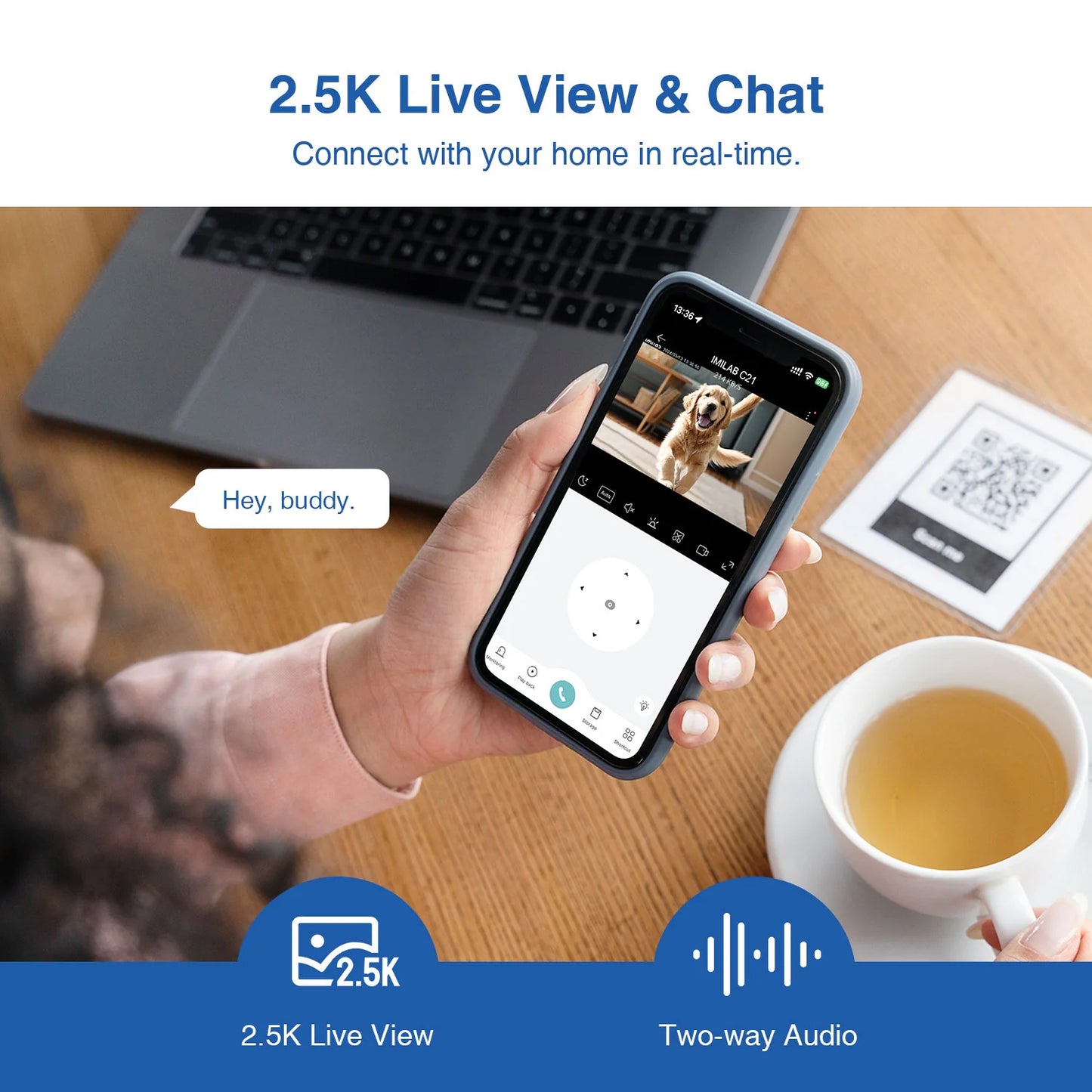 Overvåkningskamera iMILAB C21 MI, Wi-Fi, 2.5K, Innendørs