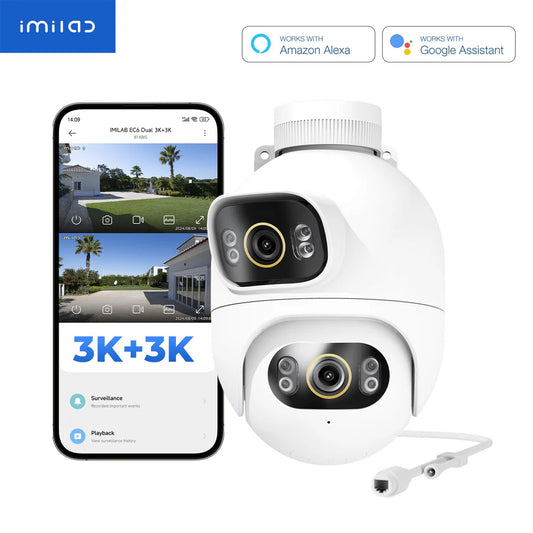 iMILAB EC6 Dual Overvåkningskamera, Wi-Fi, 3K, IP66, Utendørs CMSXJ68A