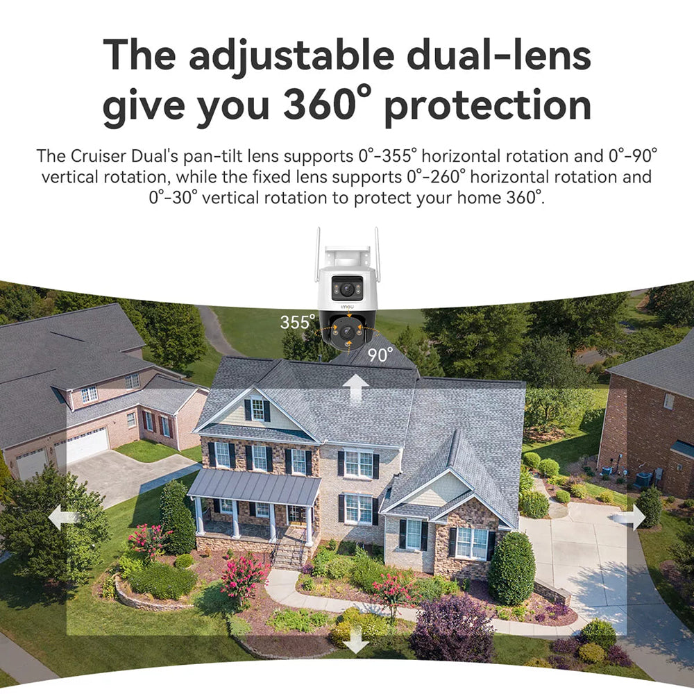 Imou Cruiser Dual overvåkningskamera, Wi-Fi, 2.8K + 2.8K, IP66, Utendørs, Hvit IPC-S7XP-10M0WED-0360B