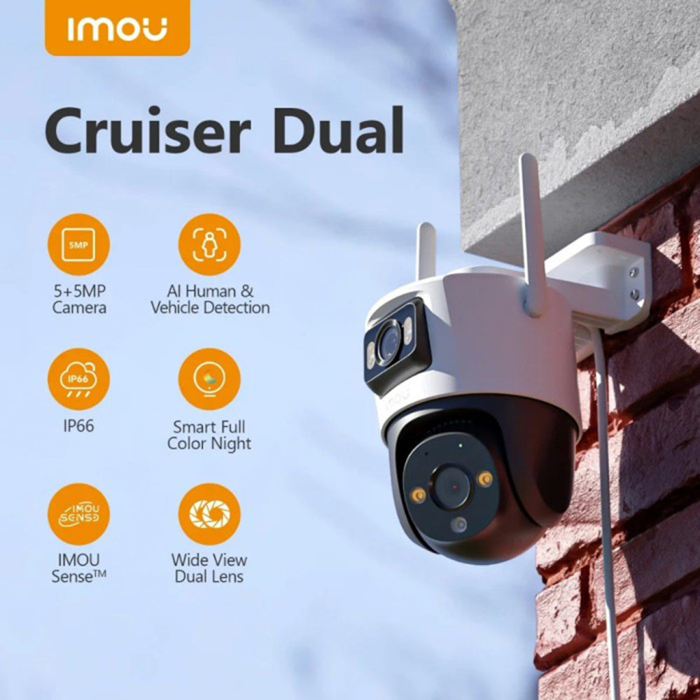 Overvåkningskamera Imou Cruiser Dual, Wi-Fi, 2.8K + 2K, IP66, Utendørs, Hvit IPC-S7XP-8M0WED-0360B
