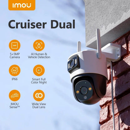 Overvåkningskamera Imou Cruiser Dual, Wi-Fi, 2.8K + 2K, IP66, Utendørs, Hvit IPC-S7XP-8M0WED-0360B