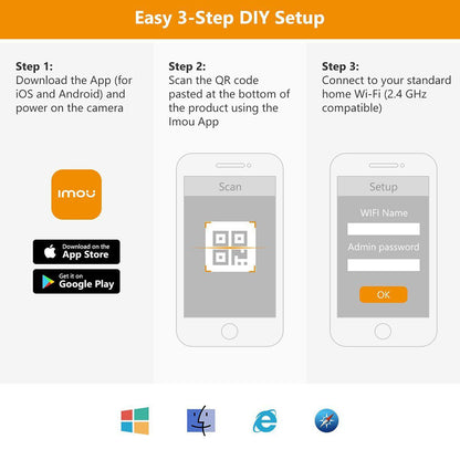 Imou Cruiser SE+ overvåkningskamera, Wi-Fi, 3K, IP66, utendørs, hvit IPC-K7CP-5H1WE