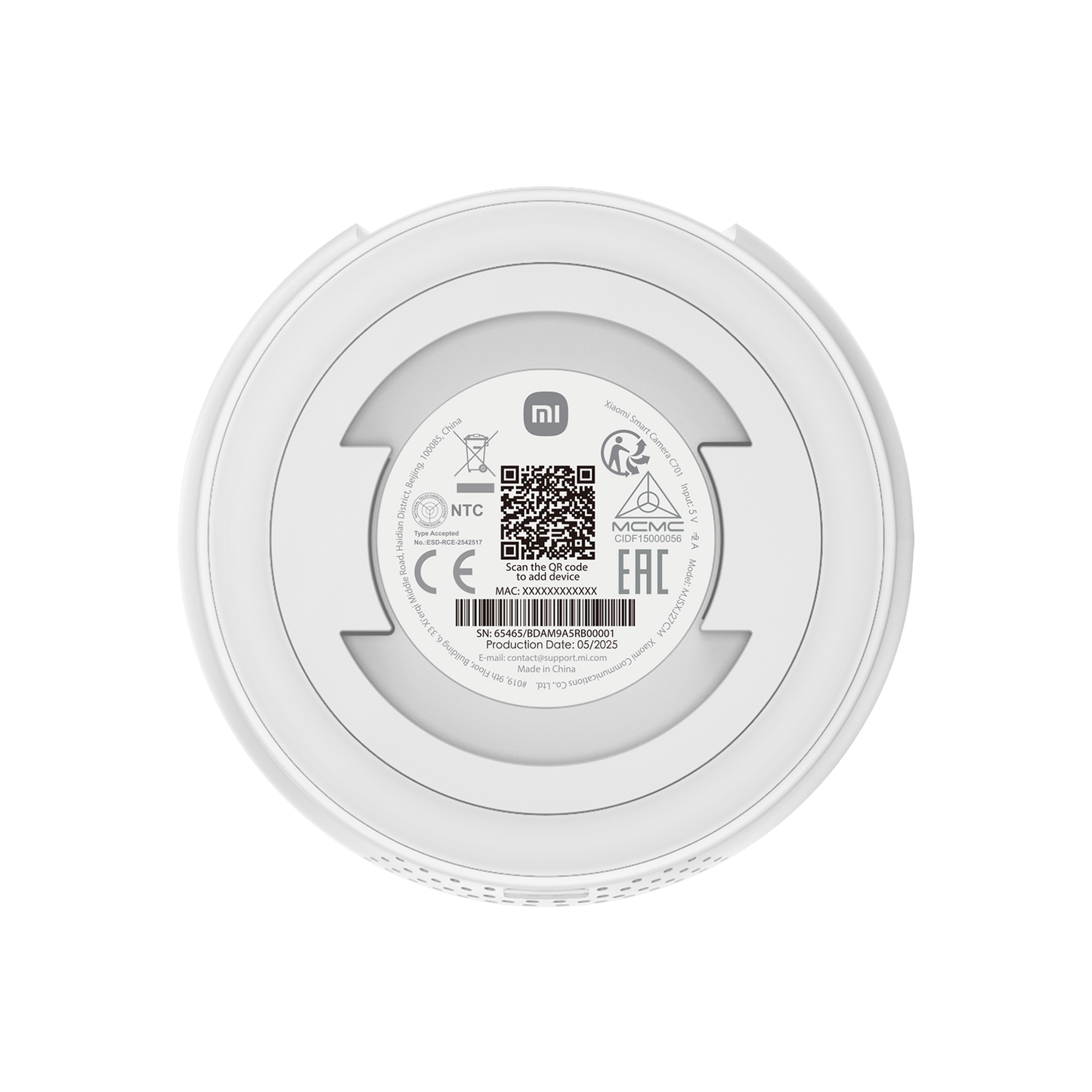 Xiaomi C701 overvåkningskamera, Wi-Fi, 4K, innendørs BHR07X7EU