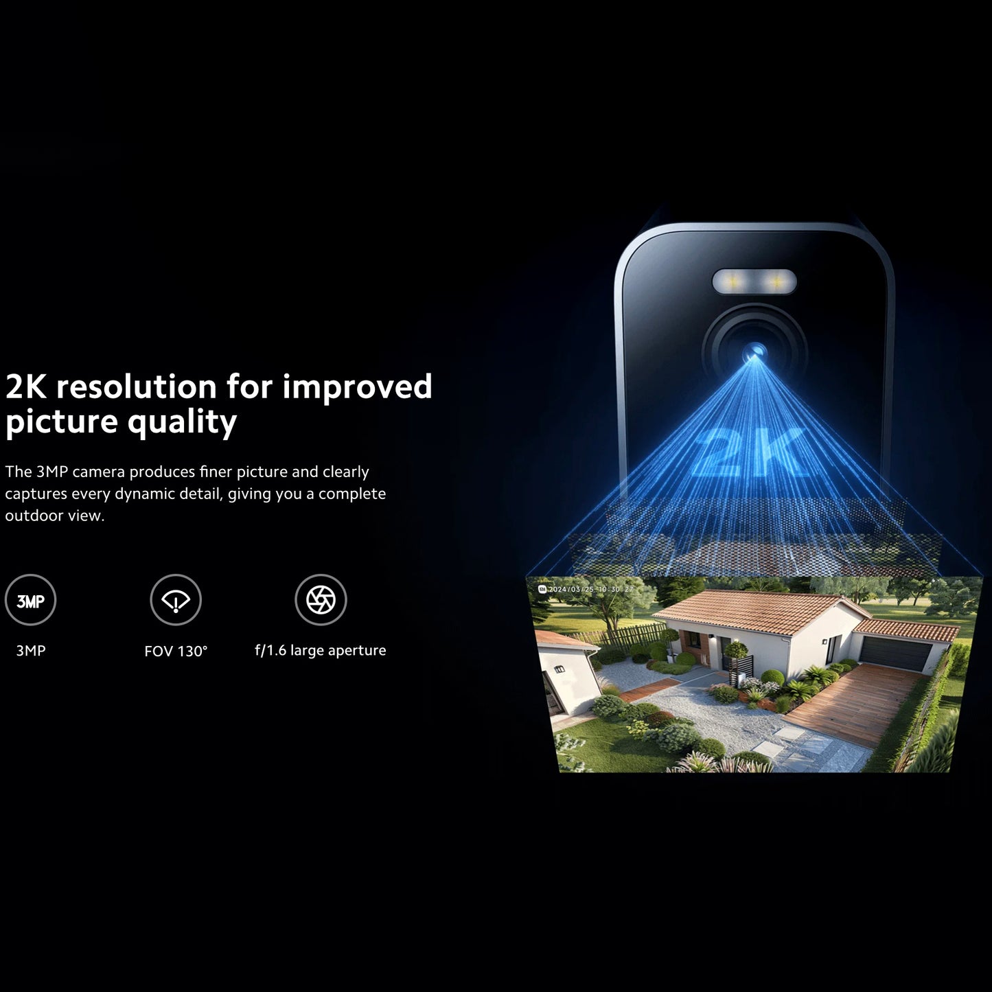Xiaomi BW300 Overvåkningskamera, Wi-Fi, 2K, IP67, utendørs BHR8303GL 