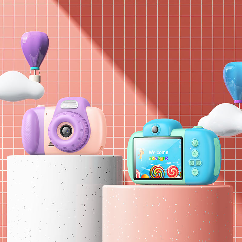 HOCO DV201 Kids digitalt kamera, 1080P, 2MP, Rosa