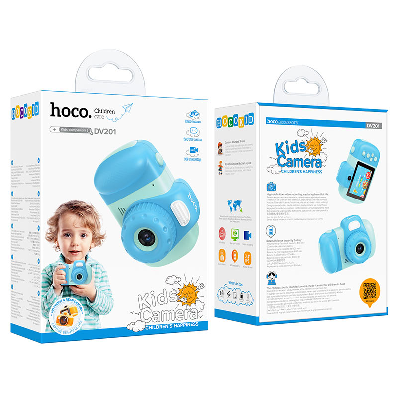 HOCO DV201 Kids digitalt kamera, 1080P, 2MP, Blå