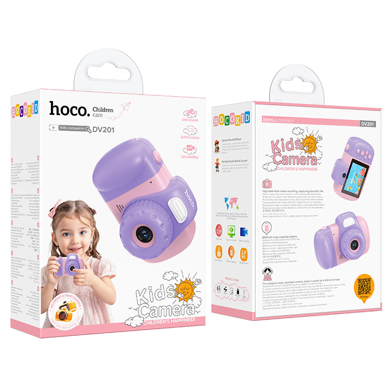 HOCO DV201 Kids digitalt kamera, 1080P, 2MP, Rosa