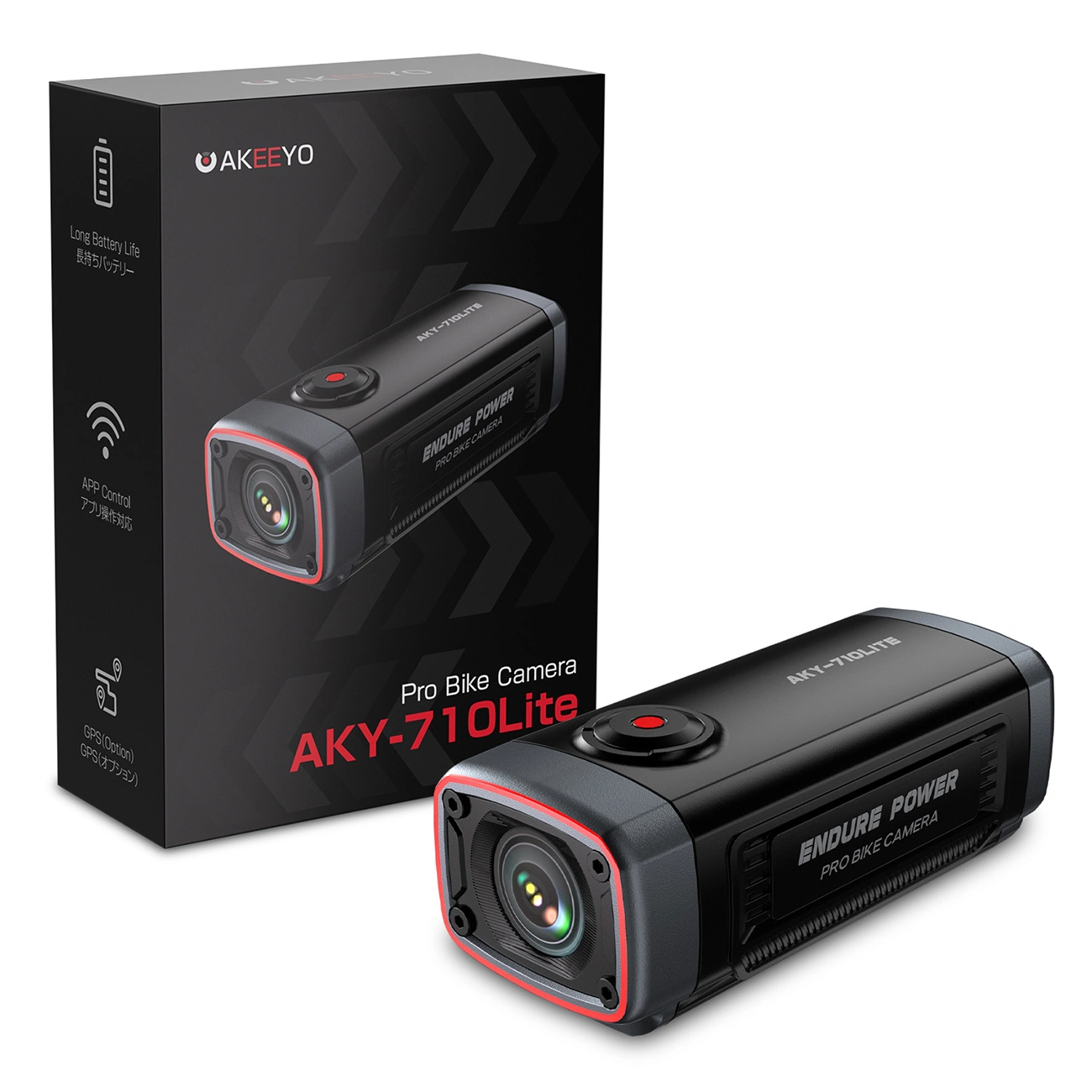 Akeeyo 710 Lite Sports Kamera for Sykkel / Motorsykkel, 2K, Wi-Fi, Svart