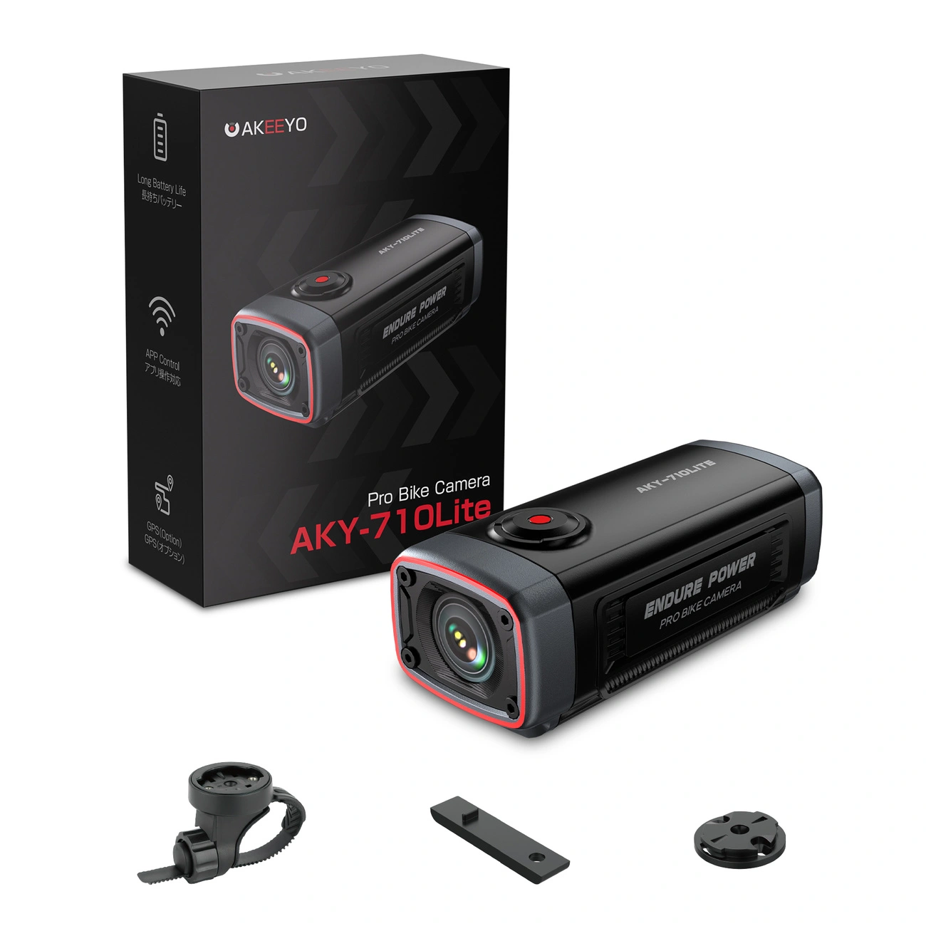 Akeeyo 710 Lite Sports Kamera for Sykkel / Motorsykkel, 2K, Wi-Fi, Svart